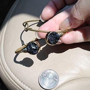 Black Geode & Brass Charm Bracelet s